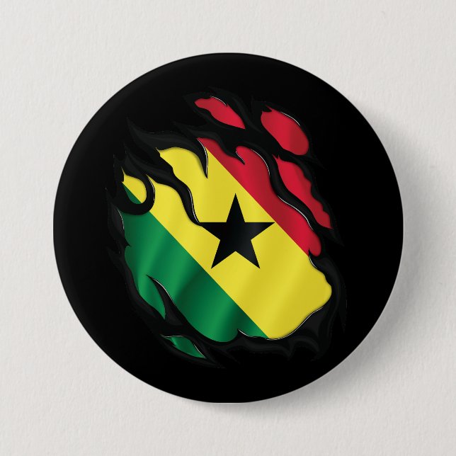 Ghana Ripped Flag 7.5 Cm Round Badge (Front)