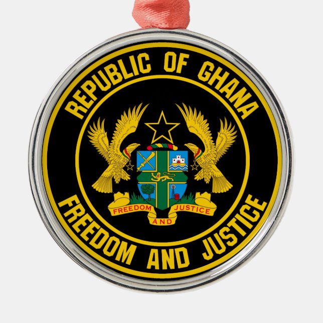 Ghana Round Emblem Metal Tree Decoration (Front)