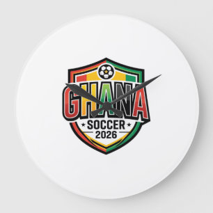 Ghana Soccer 2026 Soccer Bold Country Typography R Large Clock