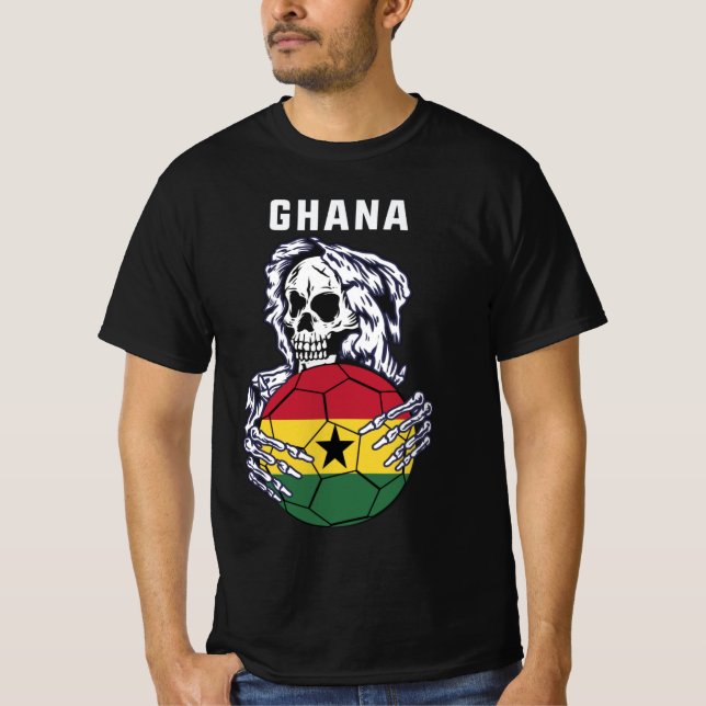 Ghana Soccer Jersey With Skull Funny football T-Shirt (Front)