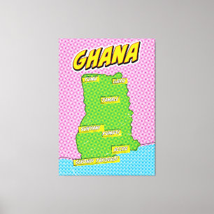 Ghana Travel map Canvas Print
