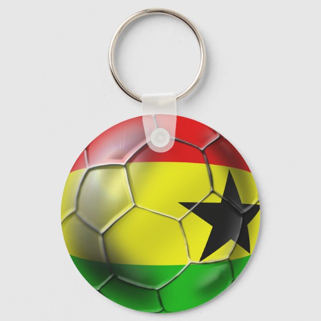 Ghanaian flag of Ghana Soccer ball for fans Key Ring (Front)