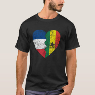 Ghanaian French Flags Heart Proud France Ghana Ro T-Shirt