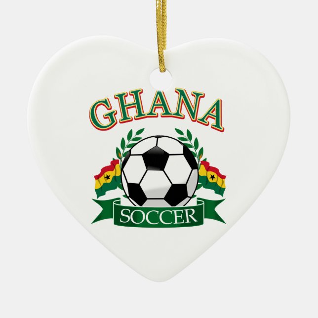 Ghanaian Soccer Designs Ceramic Tree Decoration (Front)