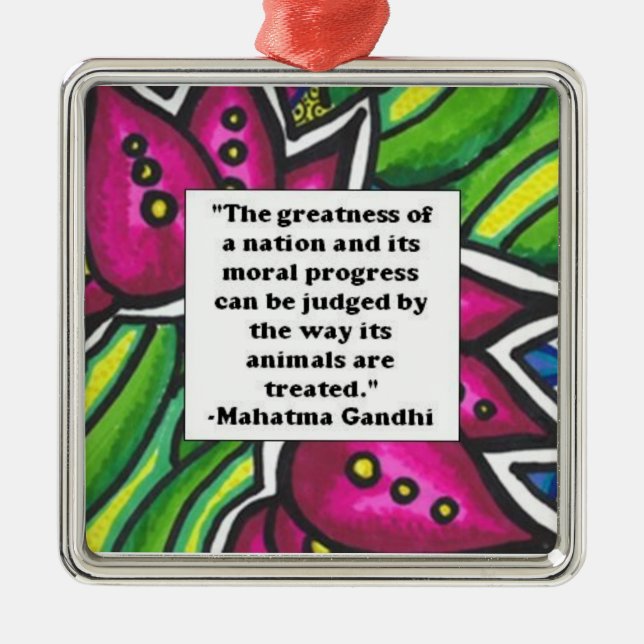 Ghandi animal quote metal tree decoration (Front)