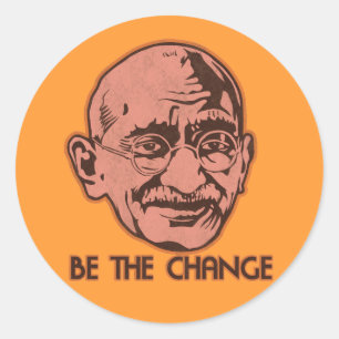 Ghandi Be The Change Classic Round Sticker