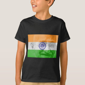 Ghandi on Indian Flag T-Shirt