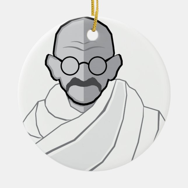Ghandi Vector Ceramic Tree Decoration (Front)