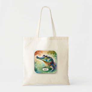 Gharial in Watercolor 200724AREF113 - Watercolor Tote Bag