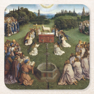Ghent Altarpiece(detail), Van Eyck Brothers Square Paper Coaster
