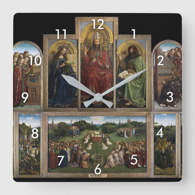 Ghent Altarpiece(detail), Van Eyck Brothers Square Wall Clock (Front)