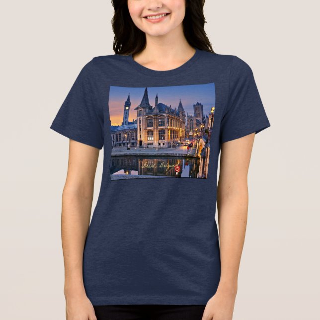 Ghent, Belgium cityscape Tri-Blend Shirt (Front)