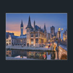 Ghent, Belgium setting sun Postcard<br><div class="desc">Ghent,  Belgium scenic cityscape at twilight.</div>