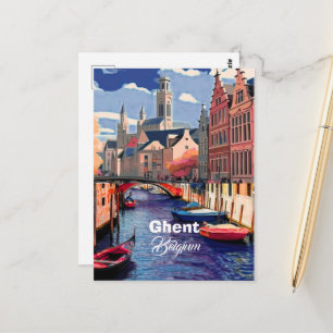 Ghent Belgium Travel Art postcard, Belgium Travel Postcard