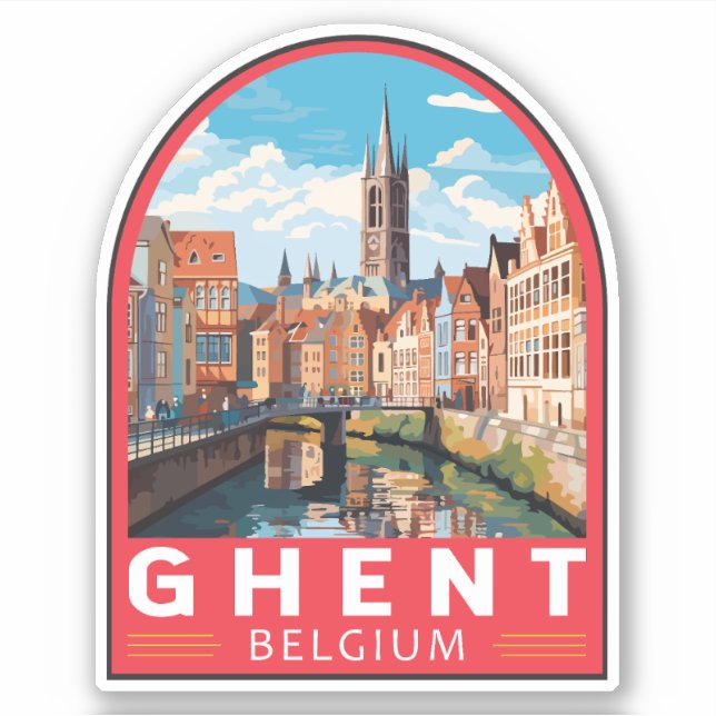 Ghent Belgium Travel Art Vintage (Front)