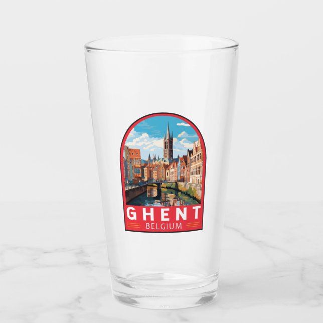 Ghent Belgium Travel Art Vintage Glass (Front)