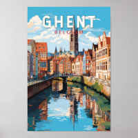 Ghent Belgium Travel Art Vintage