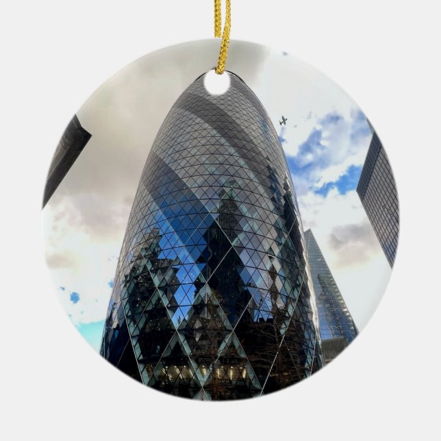 Gherkin Ceramic Tree Decoration (Front)