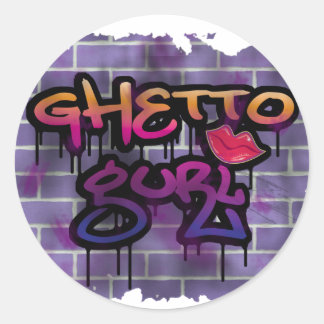 ghetto gurl (girl) graffiti design classic round sticker