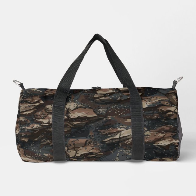 Ghillie Suit Rocky Terrain Pattern Duffle Bag (Front)