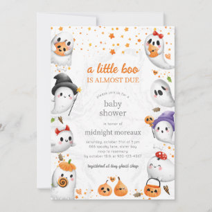 Ghost A Little Boo Halloween Baby Shower Invitation