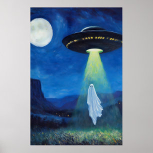 Ghost Abduction Art Print Spooky Sci-Fi Halloween