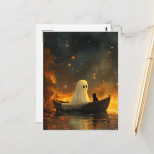 Ghost and a Cat in a Boat Postcard