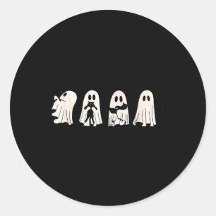 Ghost And Black Cat Cute Ghost Holding Cat Classic Round Sticker