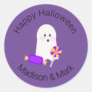 Ghost and Candy Halloween Favour Classic Round Sticker