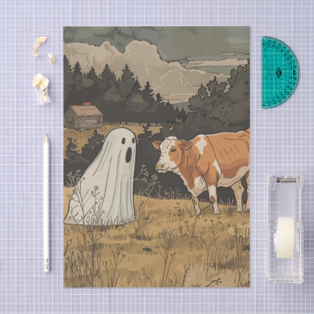 Ghost and Cow Halloween Farmhouse Tissue Paper (Craft)