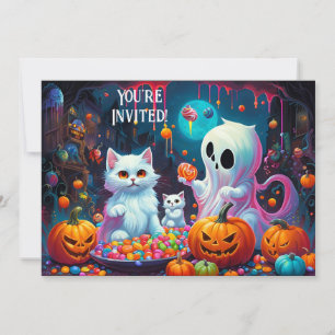 Ghost and Kittens Halloween Party Invitation