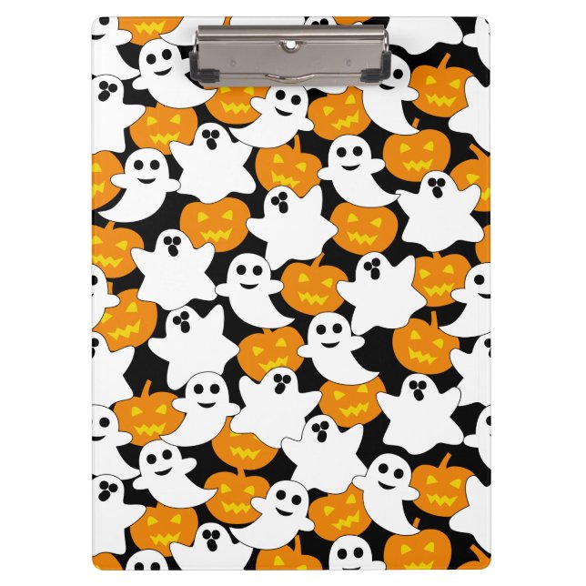 Ghost and Pumpkin Halloween Pattern Clipboard (Front)