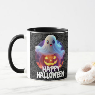 Ghost and Pumpkin Happy Halloween Mug