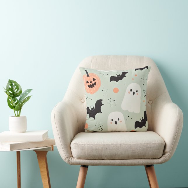 GHOST AND PUMPKIN IN HALLOWEEN CUSHION (Chair)