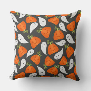 Ghost And Pumpkin Pattern Cushion