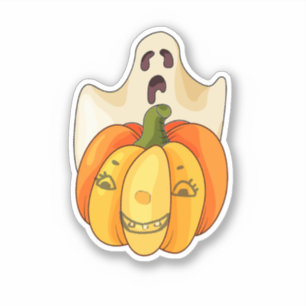 Ghost and Pumpkin Vinyl Custom Cut Sticker
