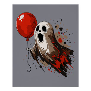 Ghost and Red Balloon Poster
