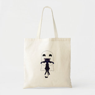 Ghost and Scraggly Black Cat Canvas Tote Bag