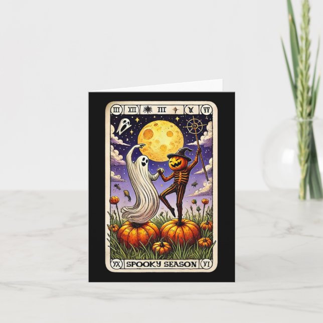 Ghost And Skeleton Dancing Funny Halloween Tarot C Card (Front)