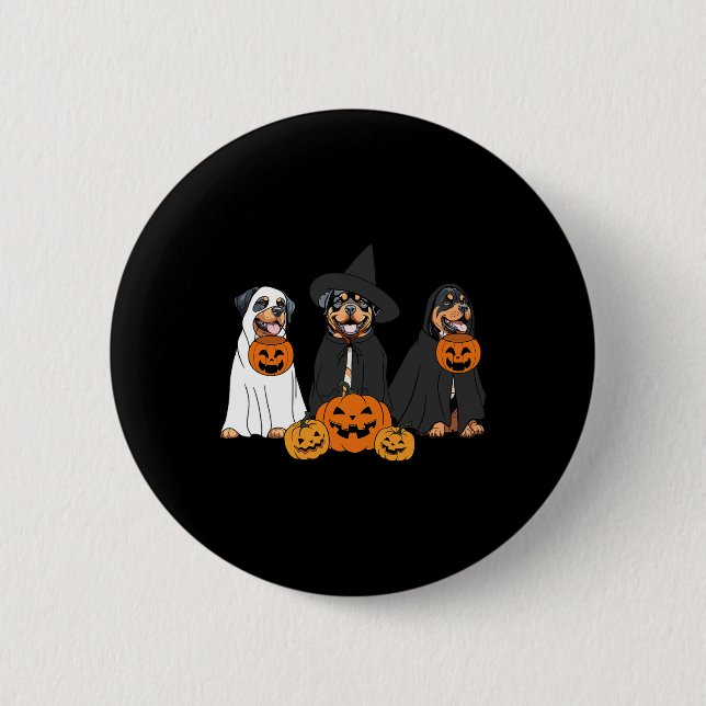 Ghost And Witch Rottweiler  6 Cm Round Badge (Front)