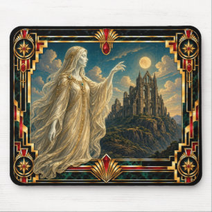 Ghost, Art Deco Mythical Mouse Pad