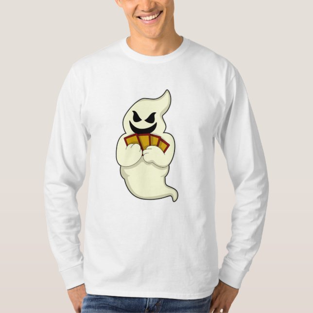 Ghost at Poker with Poker cards T-Shirt (Front)