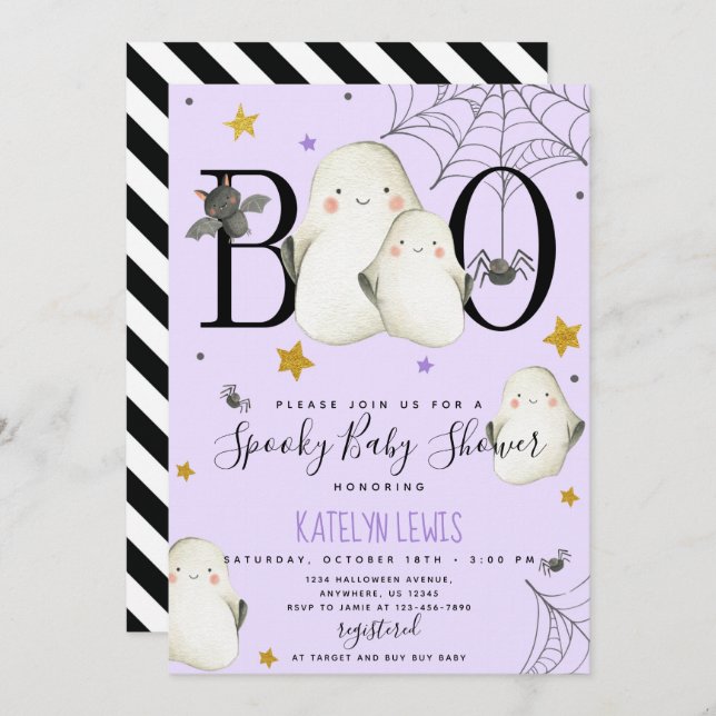 Ghost Baby Shower Invitation (Front/Back)