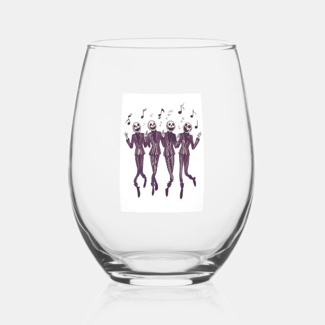 Ghost Barbershop Quartet Stemless Wine Glass (Front)