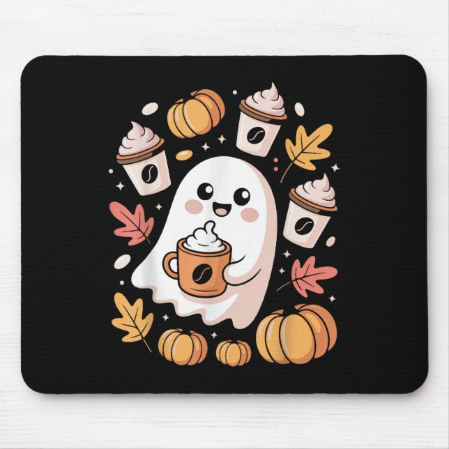 Ghost Barista Halloween Design With Cute Coffee Th Mouse Pad (Front)
