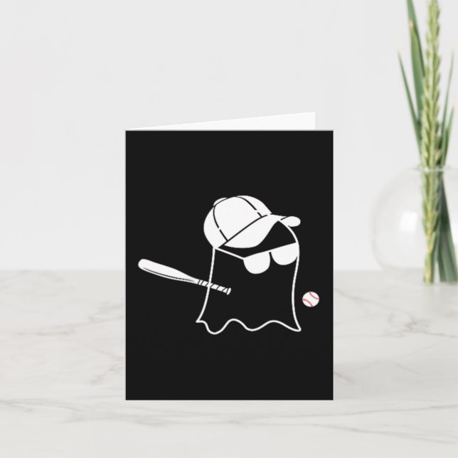 Ghost Baseball Halloween Costume Funny Baseball Card (Front)