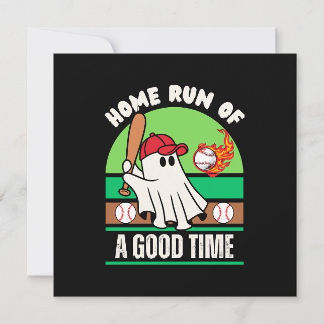 Ghost Baseball Player Halloween Invitation (Front)