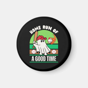 Ghost Baseball Player Halloween Magnet