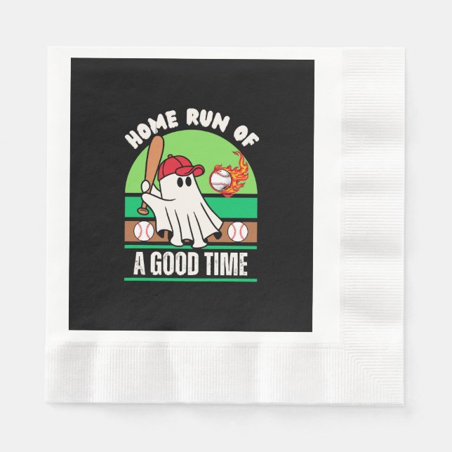 Ghost Baseball Player Halloween Napkin (Front)
