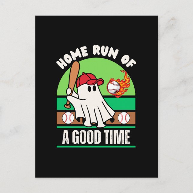 Ghost Baseball Player Halloween Postcard (Front)